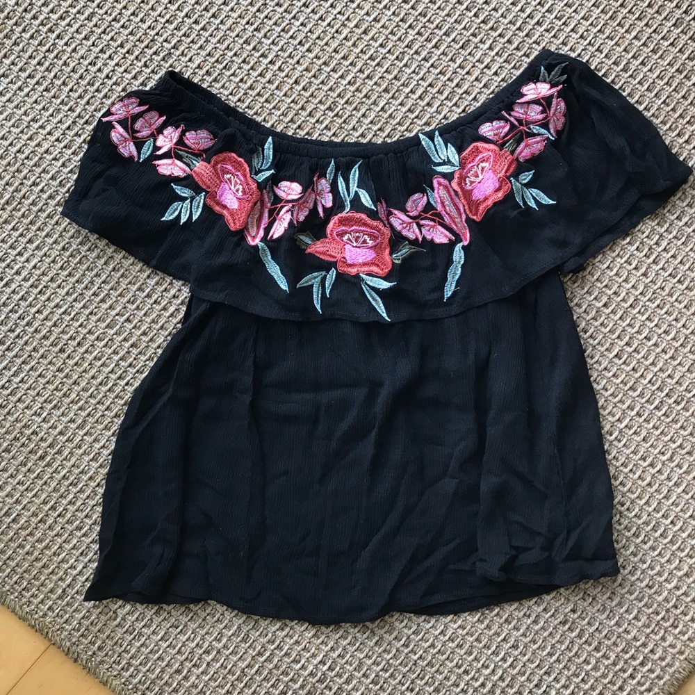 Floral Embroidered Off-Shoulder Top